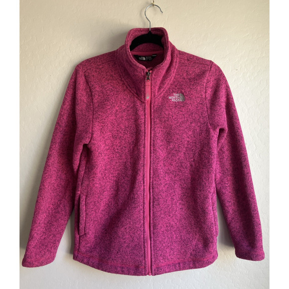 The North Face Girls Fleece Pink Jacket Size Large (14/16) Zip Up Pockets - Picture 1 of 12